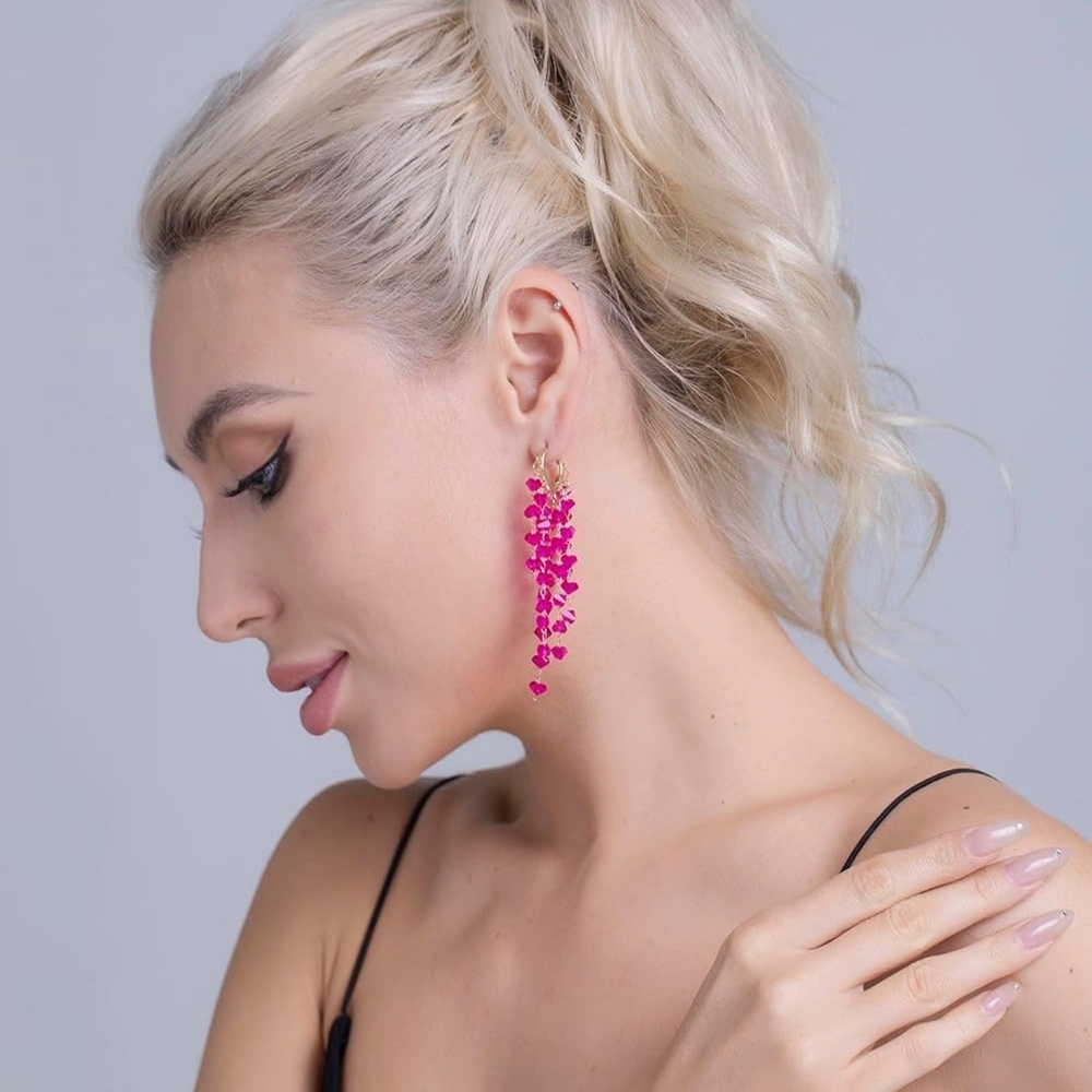 Elegant Pink Drop Earrings